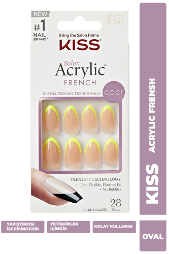 Kiss Acrylic Takma Tırnak Oval Yeşil French - KISS