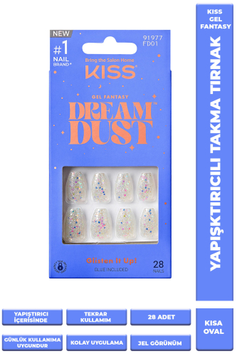 Kiss Jel Takma Tırnak Kısa Şeffaf Simli - 1