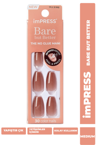 imPRESS Kendinden Yapışkanlı Takma Tırnak Küt Uzun Nude Ombre - imPRESS