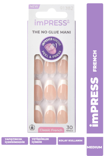 imPRESS Kendinden Yapışkanlı Takma Tırnak Uzun French - 1