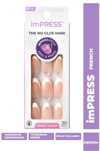 imPRESS Kendinden Yapışkanlı Takma Tırnak Uzun Oval French - 1