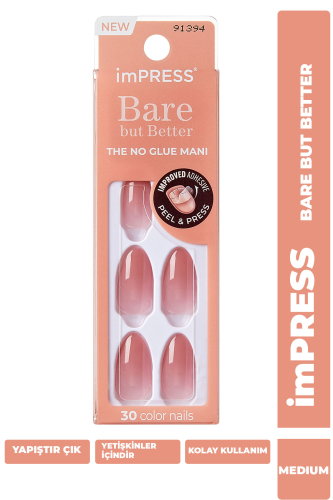 imPRESS Kendinden Yapışkanlı Takma Tırnak Oval Uzun Nude Ombre - imPRESS