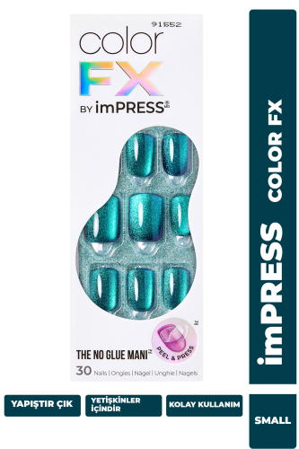 imPRESS Color FX Kendinden Yapışkanlı Takma Tırnak Kısa Yeşil Mor - 1