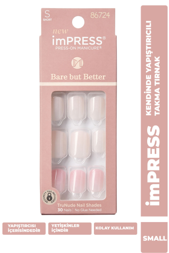 imPRESS Kendinden Yapışkanlı Takma Tırnak Kısa Nude Pembe - 1