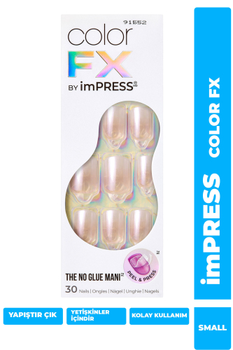 imPRESS Color FX Kendinden Yapışkanlı Takma Tırnak Kısa Simli Sedef - imPRESS