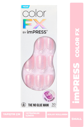 imPRESS Color FX Kendinden Yapışkanlı Takma Tırnak Kısa Pembe Simli - imPRESS