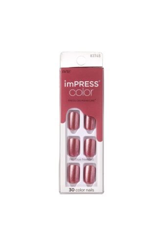 İmpress Color Kendinden Yapışkanlı Takma Tırnak Kısa Metalik Kırmızı - imPRESS