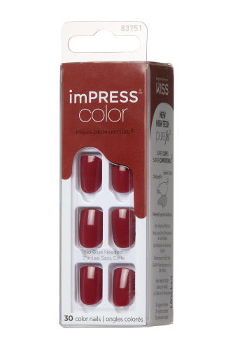 İmpress Color Kendinden Yapışkanlı Takma Tırnak Kısa Parlak Bordo - 2