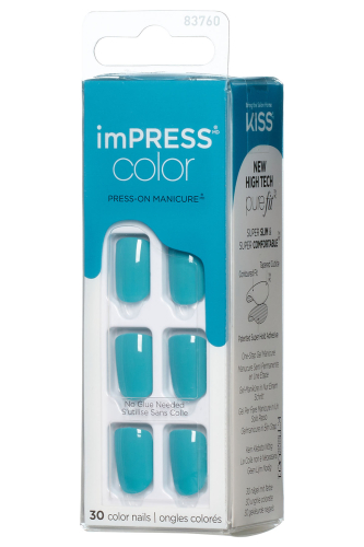 İmpress Color Kendinden Yapışkanlı Takma Tırnak Kısa Parlak Turkuaz - 3