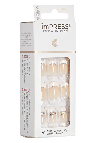 İmpress Kendinden Yapışkanlı Takma Tırnak Kısa French Taşlı - 3