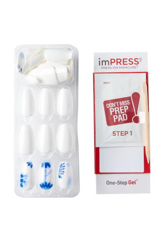 İmpress Kendinden Yapışkanlı Takma Tırnak Uzun Oval Beyaz Mavi - 4