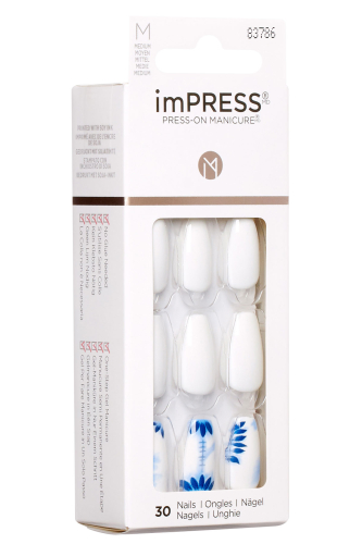 İmpress Kendinden Yapışkanlı Takma Tırnak Uzun Oval Beyaz Mavi - 2