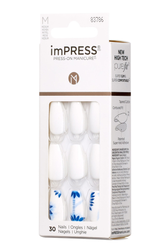 İmpress Kendinden Yapışkanlı Takma Tırnak Uzun Oval Beyaz Mavi - 3