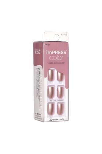 İmpress Color Kendinden Yapışkanlı Takma Tırnak Kısa Metalik Pembe - 1