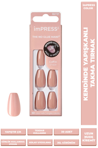 İmpress Color Kendinden Yapışkanlı Takma Tırnak Uzun Nude Kiremit - 1