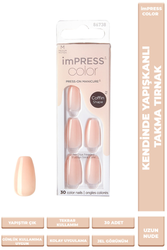 İmpress Color Kendinden Yapışkanlı Takma Tırnak Uzun Nude - 1