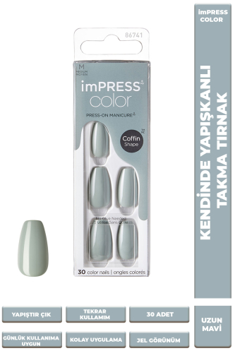 İmpress Color Kendinden Yapışkanlı Takma Tırnak Uzun Yeşil - 1