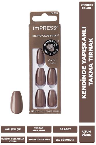 İmpress Color Kendinden Yapışkanlı Takma Tırnak Uzun Vizon - 1