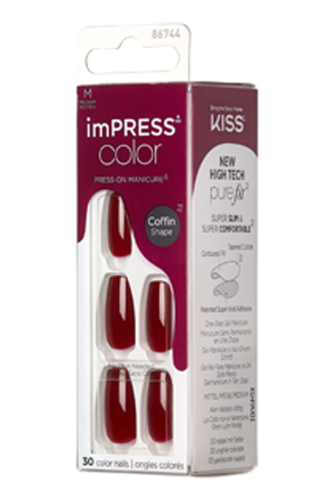 İmpress Color Kendinden Yapışkanlı Takma Tırnak Uzun Bordo - 3