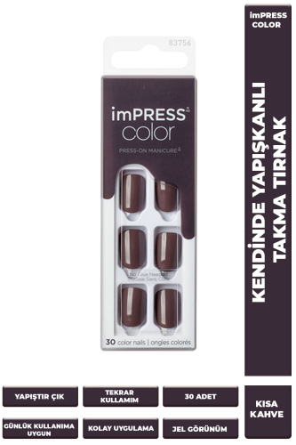 İmpress Color Kendinden Yapışkanlı Takma Tırnak Kısa Kahve - 1