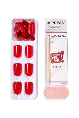 İmpress Color Kendinden Yapışkanlı Takma Tırnak Kısa Parlak Kırmızı - 4