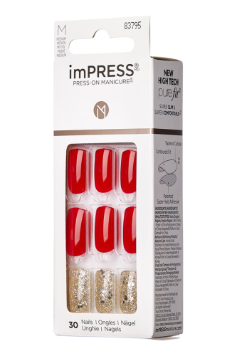 İmpress Kendinden Yapışkanlı Takma Tırnak Uzun Kırmızı Simli - 3