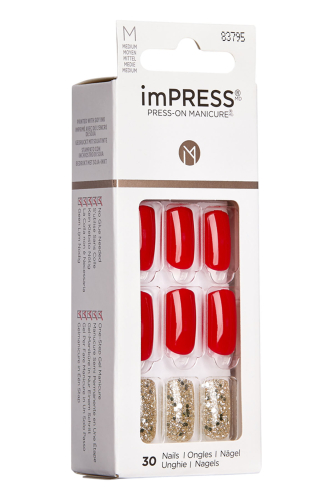 İmpress Kendinden Yapışkanlı Takma Tırnak Uzun Kırmızı Simli - 2