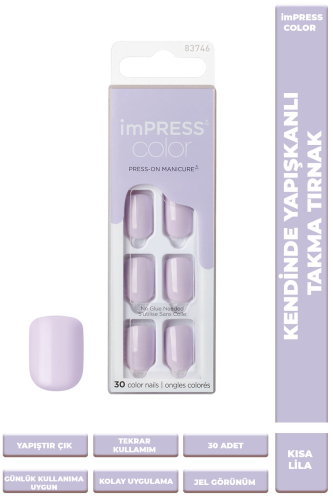 İmpress Color Kendinden Yapışkanlı Takma Tırnak Kısa Lila - 1