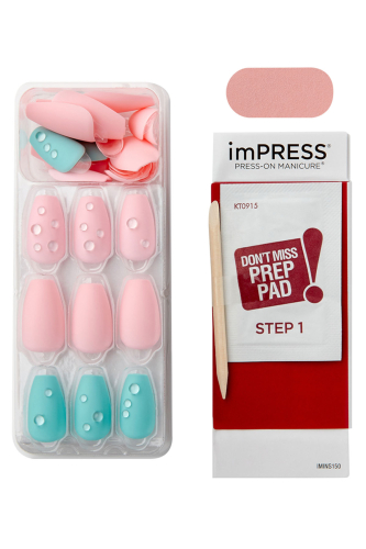İmpress Kendinden Yapışkanlı Takma Tırnak Uzun Pembe Yeşil - 3