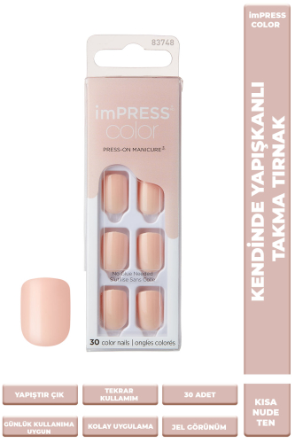 İmpress Color Kendinden Yapışkanlı Takma Tırnak Kısa Nude Ten - 1