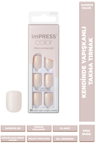 İmpress Color Kendinden Yapışkanlı Takma Tırnak Kısa Nude - 1