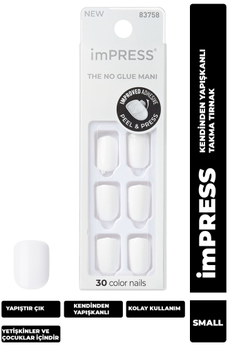 İmpress Color Kendinden Yapışkanlı Takma Tırnak Kısa Beyaz - 1
