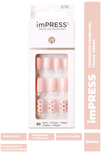 İmpress Kendinden Yapışkanlı Takma Tırnak Kısa Pudra Taşlı - 1