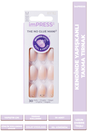 İmpress Kendinden Yapışkanlı Takma Tırnak Uzun Ombre Taşlı - 1