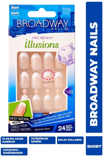 Broadway Kiss Takma Tırnak Kısa Oval French - Broadway