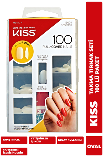 Kiss Renksiz Takma Tırnak Seti Yapıştırıcılı 100lü Paket - KISS