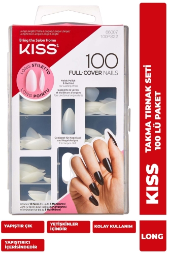 Kiss Renksiz Takma Tırnak Seti Yapıştırıcılı 100lü Paket - KISS